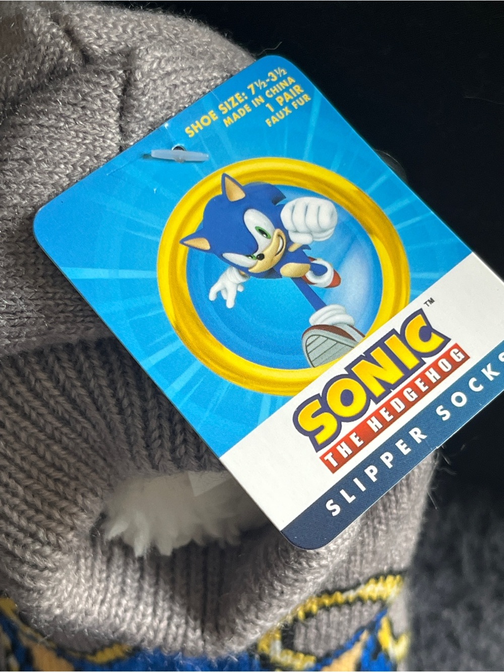 Sonic the Hedgehog Kids Gray Plush-Lined Slipper Socks - Picture 3 of 3